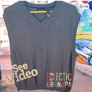 👛 (ANY 2/$20) CLAIBORNE Axcess Gray Vest Argyl Motif XL